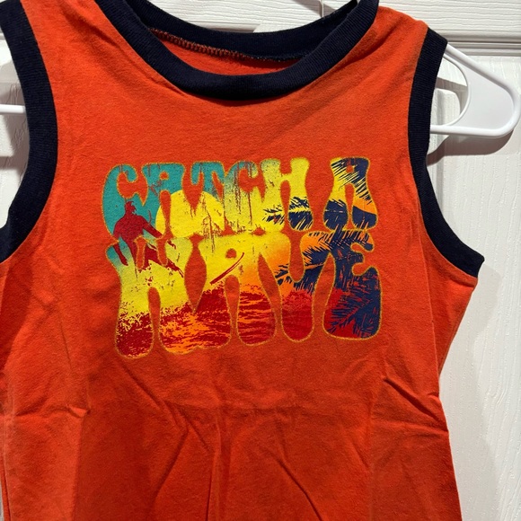 CHEROKEE Boy’s Summer Tank Top Shirt “Catch A Wave” - orange/navy, size S (6/7) - Picture 2 of 4